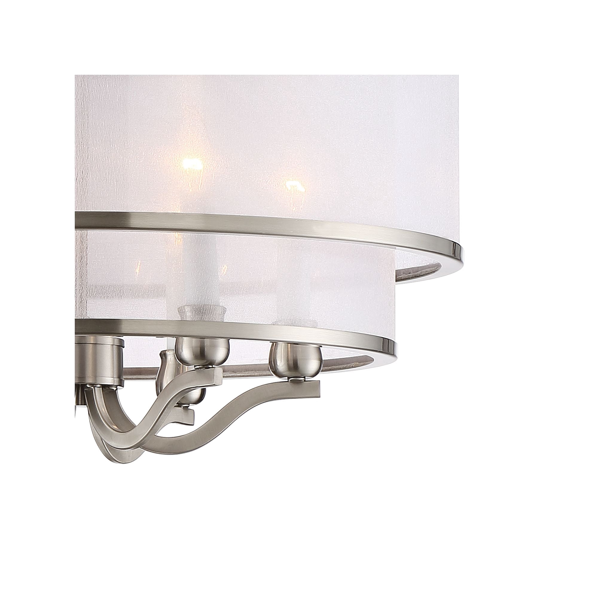 Possini Euro Design Nor Brushed Nickel Pendant Chandelier 23" Wide Modern Double White Organza Shade 6-Light Fixture for Dining Room Kitchen Island
