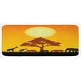 thumbnail image 1 of Safari Kitchen Mat, Silhouette of Elephants Zebras Grassland and a Tree the Sun Nature, Plush Decorative Kitchen Mat with Non Slip Backing, 47" X 19", Chocolate Orange and Black, by Ambesonne, 1 of 1