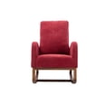 thumbnail image 6 of Nursery Rocking Chair with High Back, Modern Upholstered Accent Rocker Chair with Wooden Legs, Comfy Leisure Armchair for Living Room, Bedroom, Baby Room, Balcony, Red, 6 of 7