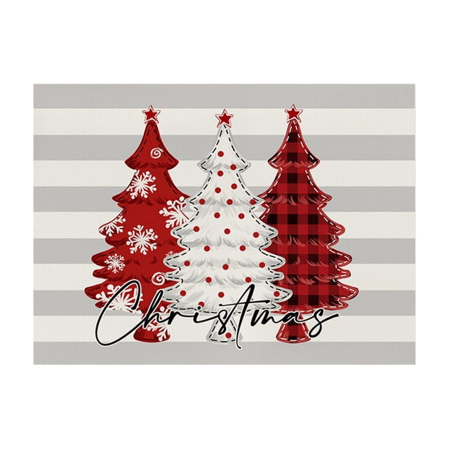Christmas Tree Decorations,Winter Christmas Tree Placemats 12x18 Inches, Holiday Table Mats for Party Kitchen Dining Room