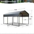 thumbnail image 5 of SUMMIT LIVING 10 x 15 ft Outdoor Metal Carport with Galvanized Steel Roof, Heavy-Duty Garage Car Storage Shelter, Gray, 5 of 8