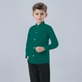 thumbnail image 5 of Kids Button Front Long Sleeve Top Boys Girls Comfortable Breathable Daily Uniform Shirt Solid Color Pocket Design, 5 of 6
