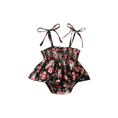

Newborn Baby Girl Bodysuit Sleeveless Halter Frill Romper One-piece Jumpsuit with Headband Summer Clothes Set