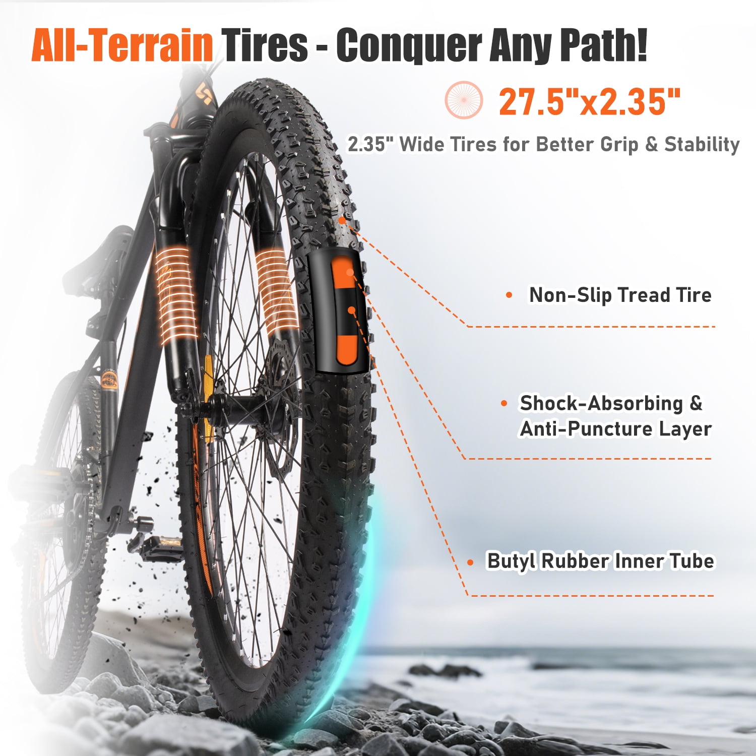 SmiloSprk Mountain Bike, 27.5 inch Outdoor Cycling Bike,21-Speed/High-Carbon Steel/Dual Full Suspension, Adjustable Ergonomic Seat for Men Women Adult,Grey