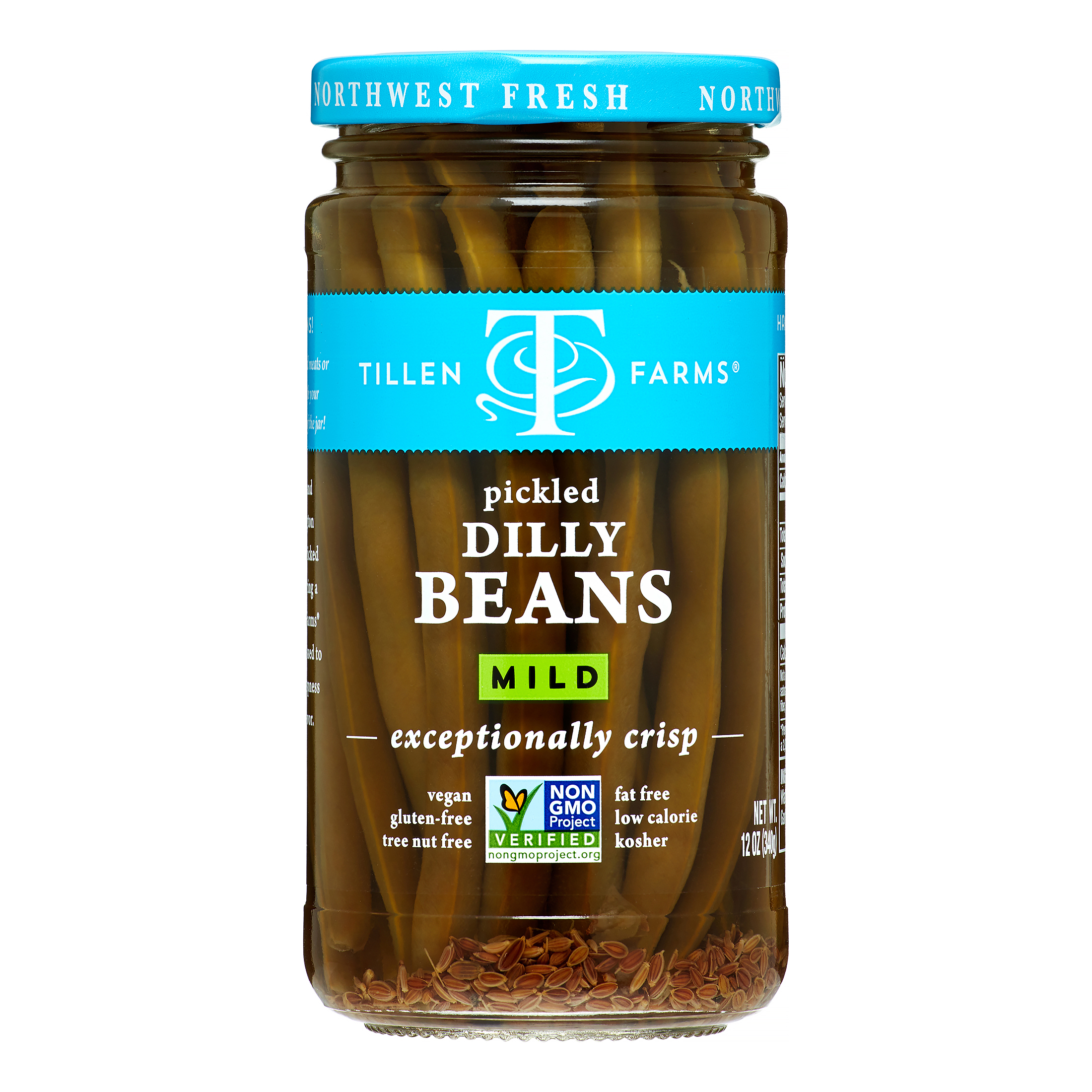 Tillen Farms Crispy Pickled Dilly Beans, Extra Mild, 12 Oz