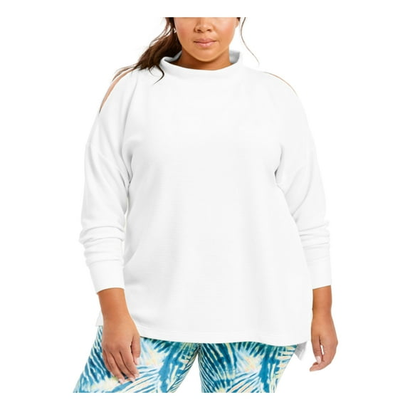 IDEOLOGY Womens White Long Sleeve Crew Neck Top Plus 1X