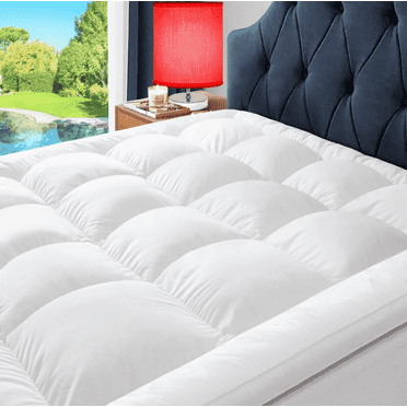 WARMKISS Extra Thick Full Mattress Cover, 1300gsm Hi-Tech Down Alternative Fiber, 400TC Organic Cotton Shell, 3D Baffle Box Stitching, 4 No-Slip Elastic Anchor Bands, Cooling & Breathable