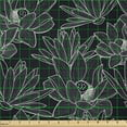 thumbnail image 2 of Ambesonne Floral Fabric by the Yard Microfiber, Lotus Flower Drawing, 2 Yards, Charcoal Grey Coconut, 2 of 2