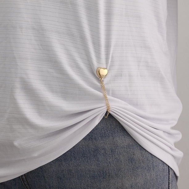 Hebilla magnética de cadena de corazón metálico para ropa - Cierre decorativo ajustable para acortamiento de dobladillos y accesorios de moda