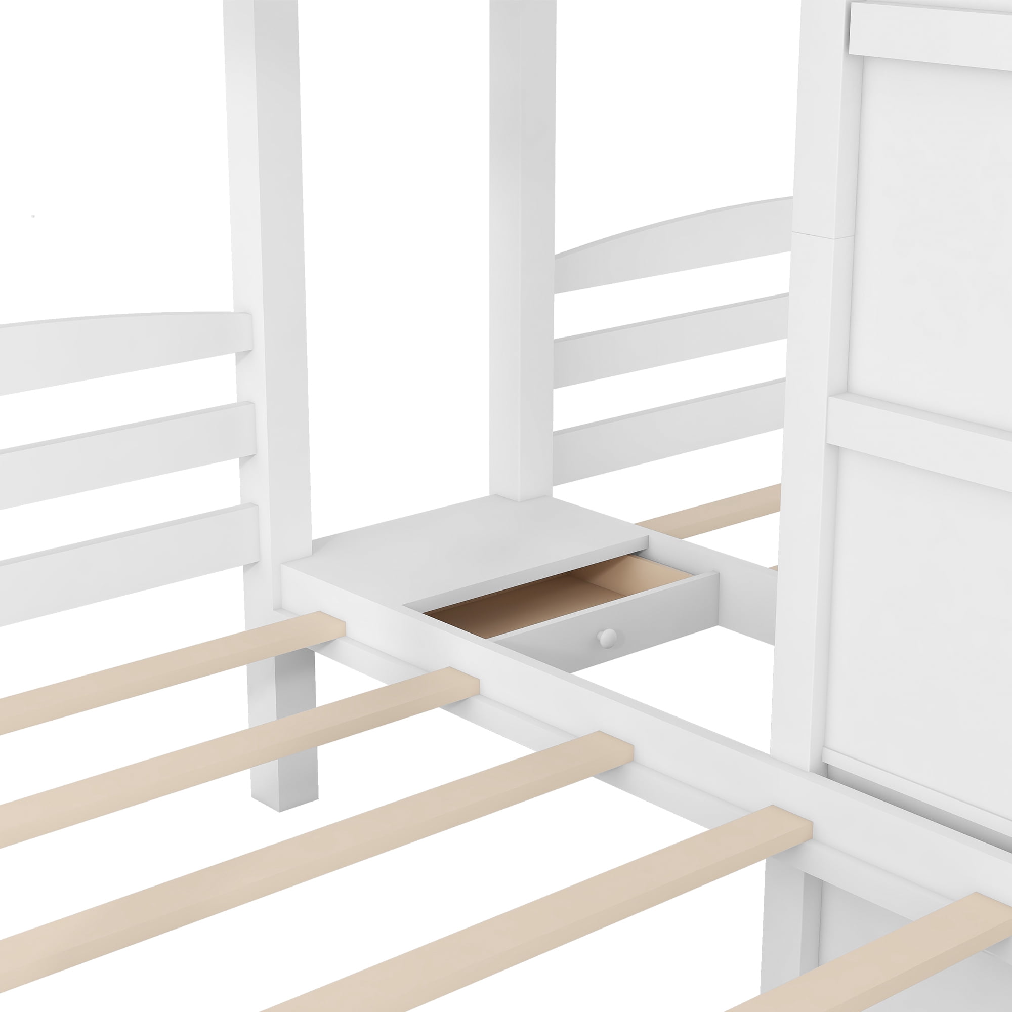 EUROCO Full over Twin & Twin Bunk Bed with Ladder and Drawers for Kids Teens Bedroom, 3-in-1 Convertible Bunk for More Kids, White
