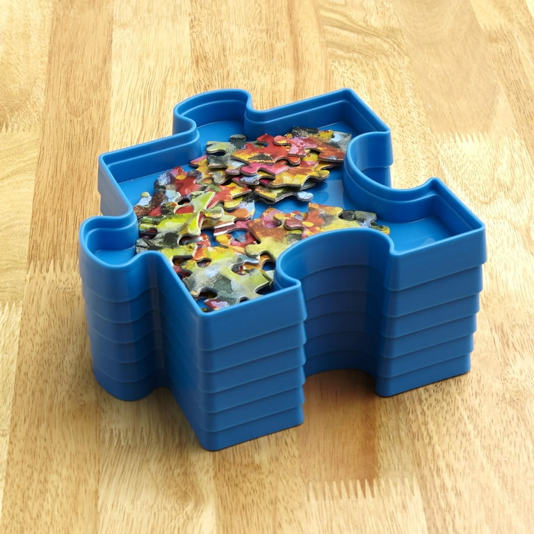 Puzzle Organizer Trays - Stackable Plastic Interlocking Storage - 6 Pc. 