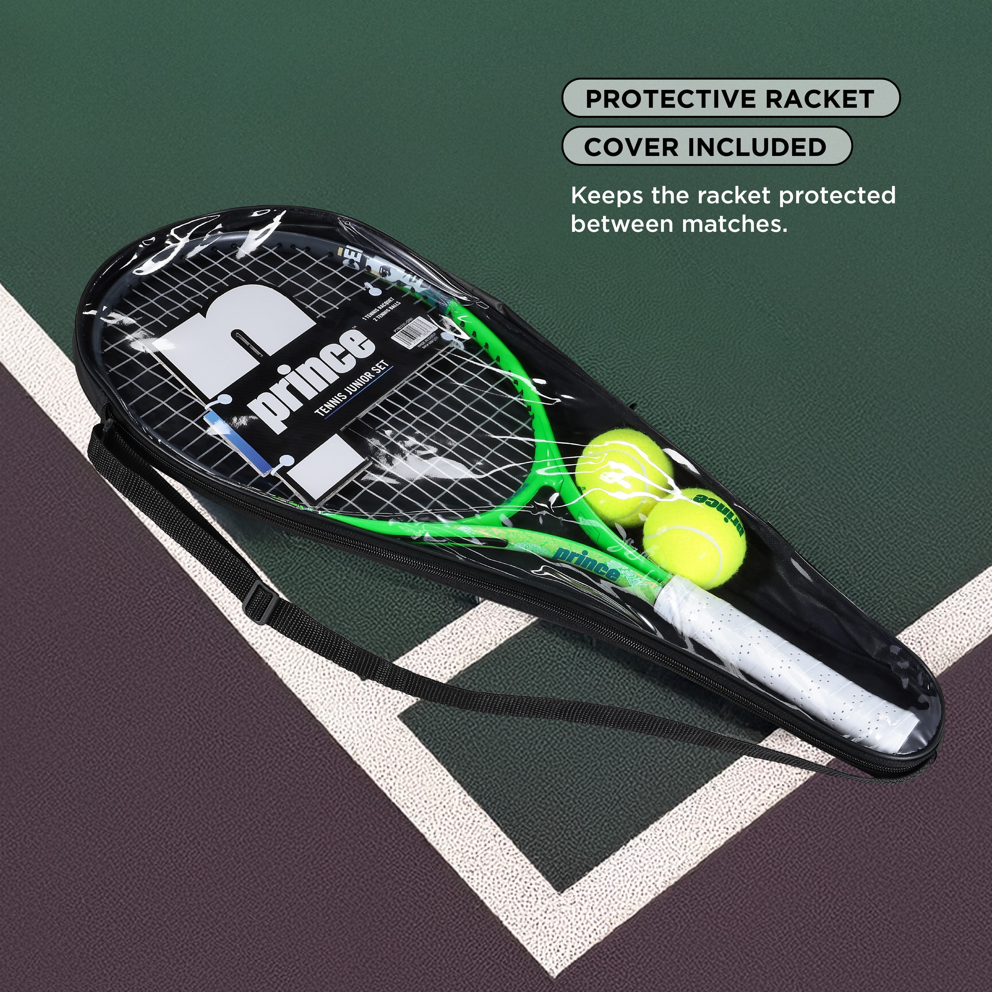 Prince 25” Youth Tennis Racket Starter Set – Junior Tennis Racquet with Carry Case & 2 Tennis Balls, Lightweight Green Kids Tennis Set