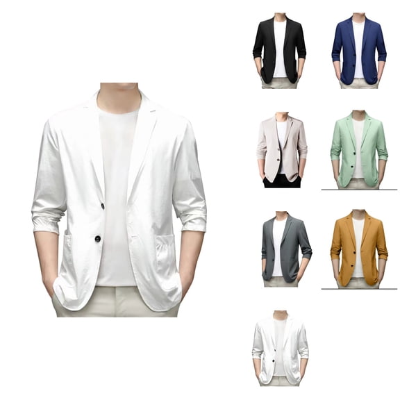 Spring Summer Men's Lightweight Casual Suit Jacket, Two Button Slim Fit, Stretch Sport Coats
