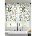 thumbnail image 3 of Colored Plant Sheer Curtains 45 inches Long 2 Panels Set Flowers Leaf Butterfly Tiers Sheers Rod Pocket Small Window Short Curtains for Kitchen Cafe, Each 52" W x 45" L, 3 of 7