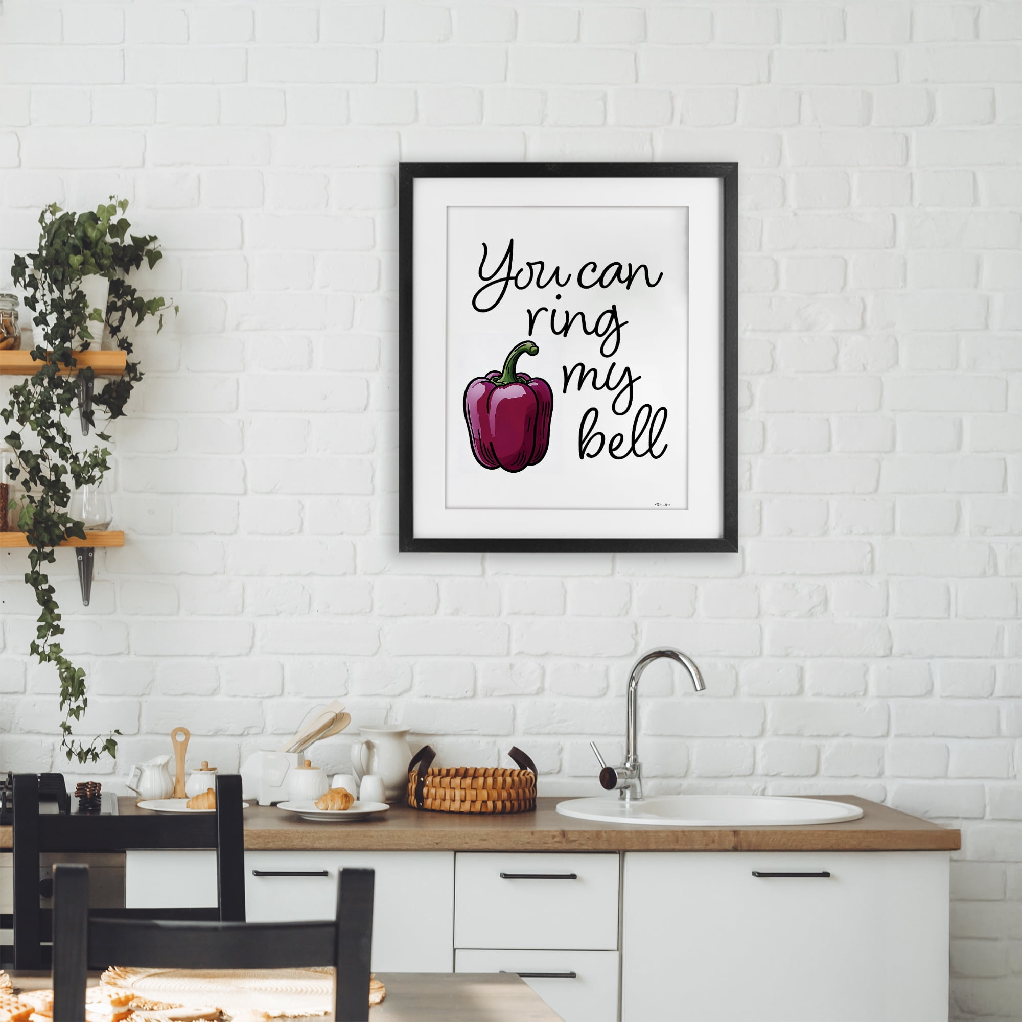 Stupell Industries Ring My Bell Pepper Black Framed Print Under Glass, design by Susan Ball