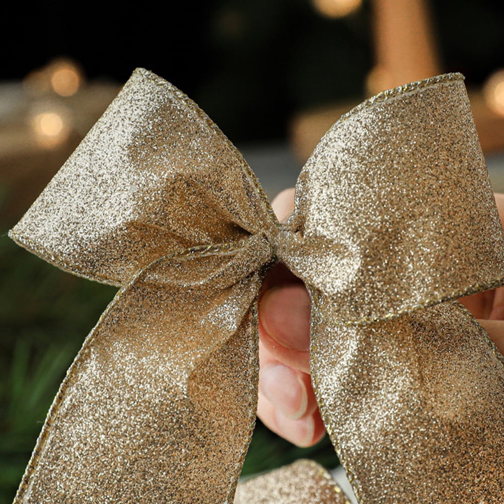 KYAIGUO Metallic Glitter Glitter Ribbon Rolls for Christmas Ribbons Crafts Weddings Sewing Reusable 2PCS