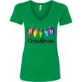 thumbnail image 3 of Inktastic Merry Christmas Rainbow Holiday Lights Women's V-Neck T-Shirt, 3 of 5