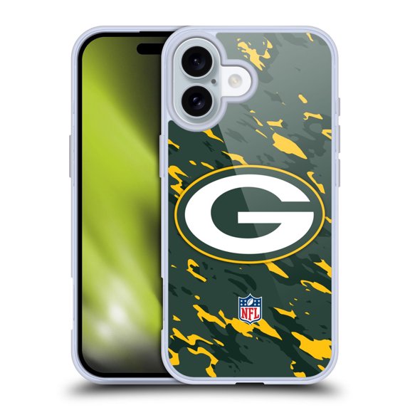 Head Case Designs NFL Green Bay Packers Logo Camou Soft Gel Case for Apple iPhone 16