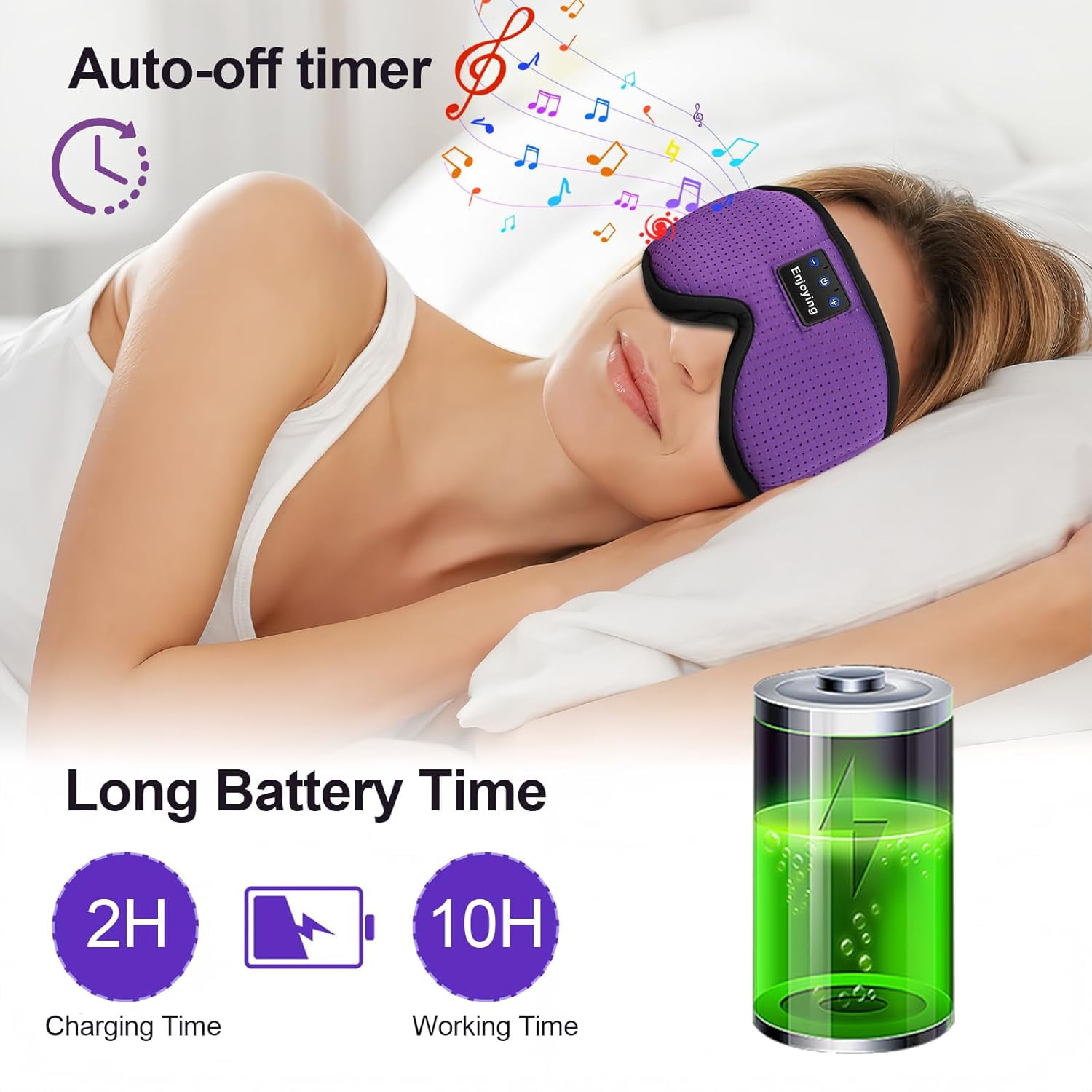 CCNZZITSHT Sleep Headphones, Sleep Mask Bluetooth Wireless Music Eye Mask, Sleeping Mask for Side Sleepers Sleep Mask with 3D Bluetooth Headphones Ultra-Thin Stereo Speakers Perfect for Sleeping
