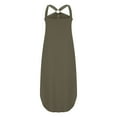 thumbnail image 5 of Women Dresses Sling Solid Dresses Sleeveless Sexy Fashion Dresses Army Green Trendy Skirt Size L, 5 of 8