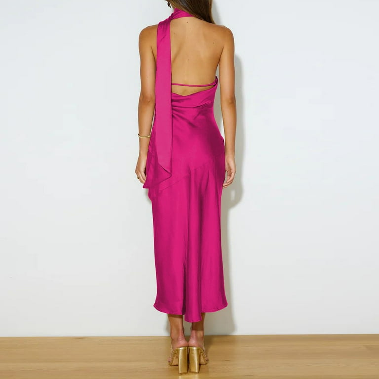 KaLI_store Wedding Guest Dress Lace Cape Dress with Chiffon Overlay Knee  Length, Wedding Guest Midi V-Back Dress Hot Pink,X-L - Walmart.com