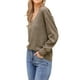 thumbnail image 4 of INSPIRAR CHIC Blusa de Mujer de Manga Larga con Cuello en V Ligera para Primavera y Otoño, Tops Casual XL Marrón, 4 of 6