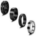thumbnail image 4 of 4 Pcs Stainless Steel Rings for Steel Rings Vintage Men Women Vintage Wide Rings Engagement Friendship Ring Rings with Chain Rings Rotatable Rings, 4 of 9