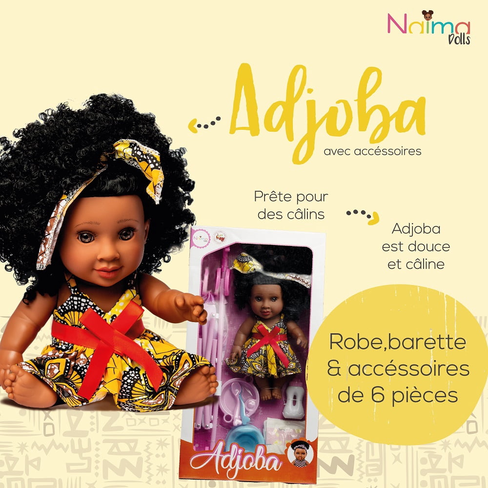 African American Barbie Doll with Realistic Natural Hair and 6 Accessories for Age 3+ by NaimaDolls