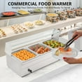 thumbnail image 7 of Adoolla 36Qt 3-Pan Commercial Food Warmer with Glass Shield, Stainless Steel Electric Steam Table Buffet Bain Marie, 7 of 7