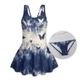 thumbnail image 5 of Xixirimido Butterfly Blue Tie-dye Print Girls One Piece Swimsuits Modest Bathing Suit for Kids Hawaiian Swimwear with Skirt Sleeveless Swim Dress for Beach Water Park, 6-7 Years, 5 of 7