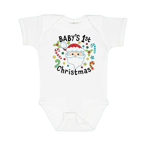 Inktastic Baby's 1st Christmas Santa with Candy Canes Boys or Girls Baby Bodysuit