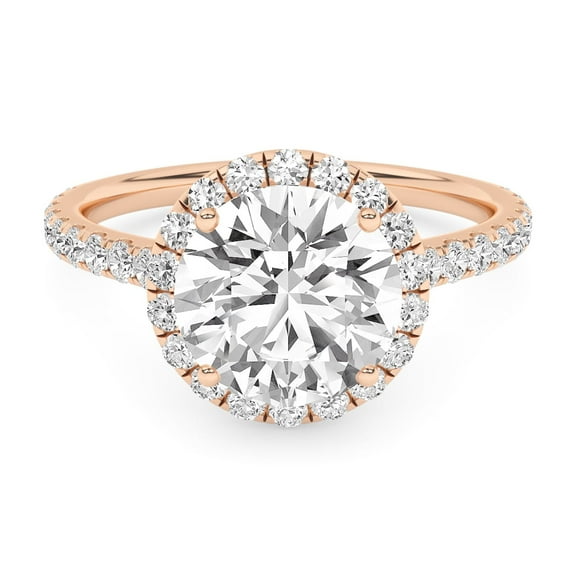 AFFY Halo Solitaire Engagement Rings For Women, 2.50 Carat (ctw) Lab Created Moissanite Promise Rings For Her In 14k Rose Gold Over Sterling Silver | VVS1 Quality Ring Size-10