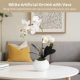thumbnail image 3 of Real Touch Orchid Artificial Flowers with Vase, White Fake Silk Orchids Floral Centerpiece, Decorative Potted Phaleanopsis Orchid Bonsai for Home Office Table Decor, 3 of 6