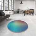 thumbnail image 4 of Ahgly Company Machine Washable Indoor Round Transitional Macaw Blue Green Area Rugs, 3' Round, 4 of 7