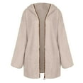 thumbnail image 5 of PATLOLLAV Fall Clothes for Women,Womens Fuzzy Plush Solid Color Jacket Lapel Pockets Long Sleeve Open Stitch Outerwear Coat Beige M, 5 of 5