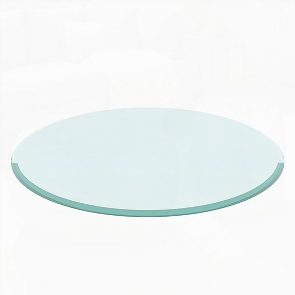 32" Inch Round Tempered Glass Table Top - 1/2" Inch Thick, Beveled and Polished Edge for Smooth Use