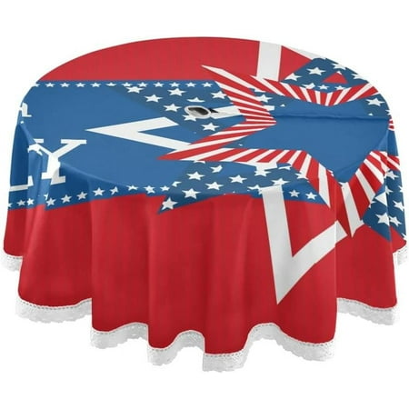 

Hyjoy 60 Independence Day Outdoor Round Tablecloth Waterproof Stain-Resistant Non-Slip Circular Tablecloth with Umbrella Hole and Zipper for Tabletop Backyard Party BBQ Decor