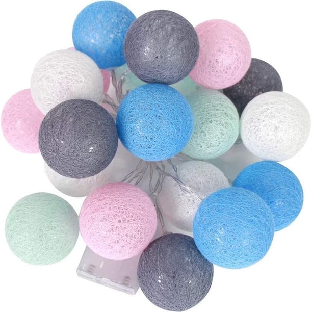20 Stücke LED Lichterkette mit Baumwollkugeln, Lichterkette Kugeln, Baumwolle Ball Lichterkette Batteriebetrieben, für Zimmer Dekorationen Weihnachten Hochzeiten Party Ormromra LL-0887