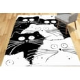 thumbnail image 2 of Abstract Cat Rug, Kitchen Rug, Front Door Rug, Abstract Cat Rug Bathroom Rug, Bath Rug, Cat Drawing Rugs, Animal Rugs, Black and White Rug, 5.9'x9.2' - 180x280 cm, 2 of 9