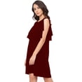 thumbnail image 2 of eloria Women's Roundneck Partywear Sleevless Midi dress With Frilled Design, Color : Dark Maroon | Size : 3XL, 2 of 5