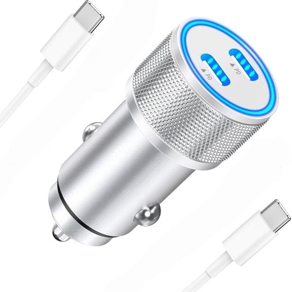 Car Charger, Linocell 60W Dual PD USB-C Poewr Cigarette Lighter USB-C Car Carplay Fast Charger   2Pack Type-C to Lightner Cable for iPhone 14 13 12 11 Pro XS XR X SE iPad
