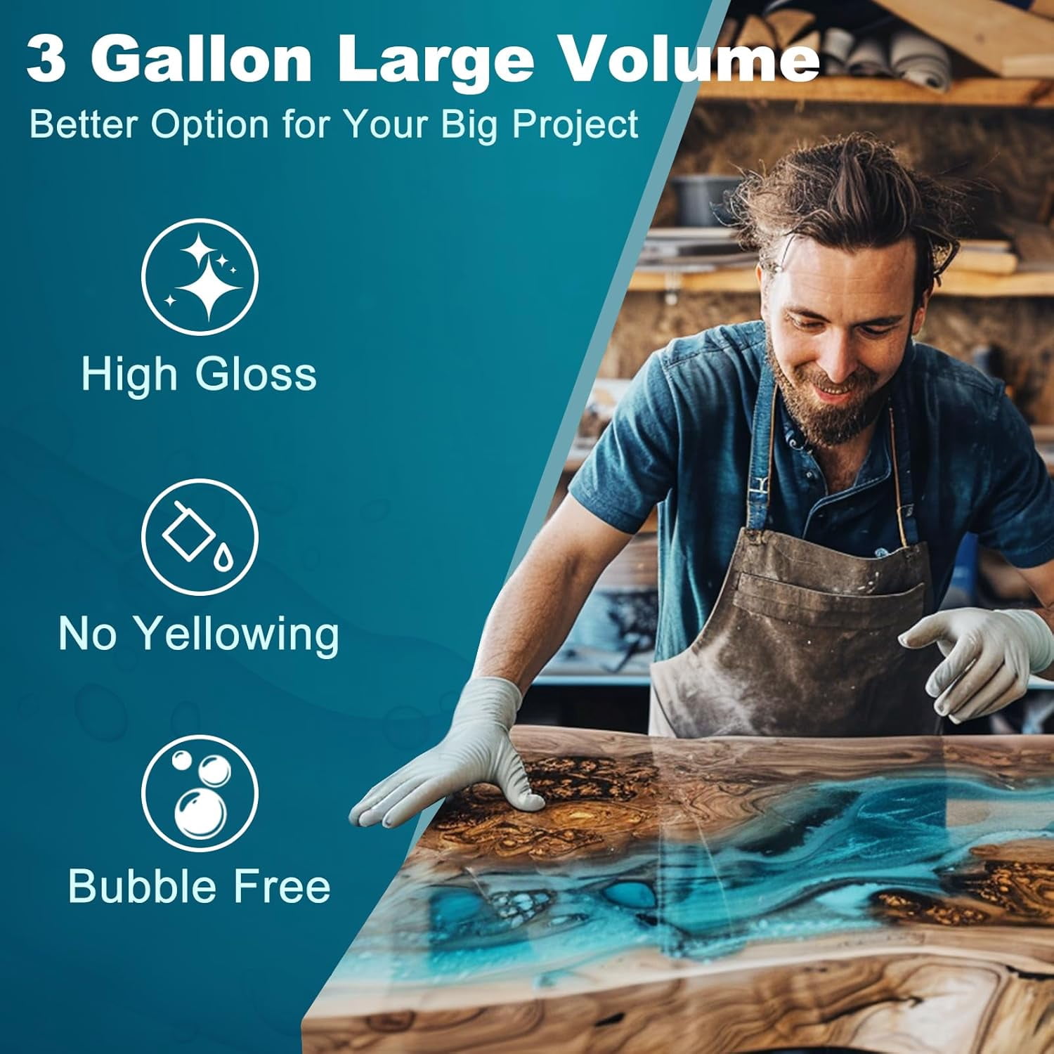 LET'S RESIN Deep Pour Epoxy Kit - 3 Gallon, 2-4 Inch Clear, Bubble Free for River Tables, Wood & Art Crafts