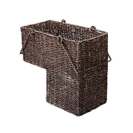 Villacera 83-DEC7019 14 in. Wicker Stair Case Basket with Handles - Brown