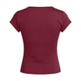 thumbnail image 5 of Daznico Women's V Neck Wrap Front Short Sleeve Slim Fit Basic T Shirt Casual Summer Tops,S, 5 of 5
