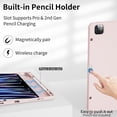 thumbnail image 3 of Soft TPU Tri-Fold Flip Cover for iPad Air 13" M2/M3/M4 / iPad Pro 12.9" 4/5/6 Gen, Slim Smart Case with Apple Pencil Slot Auto Sleep Wake, Pink, 3 of 7