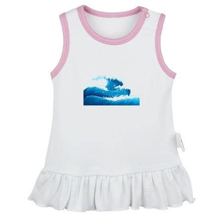 

Nature Sea Wave Pattern Dresses For Baby Newborn Babies Skirts Infant Princess Dress 0-24M Kids Graphic Clothes (White Sleeveless Dresses 0-6 Months)