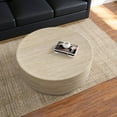 thumbnail image 3 of LeisureMod 32 Inches Round Coffee Table in Fiberstone Center Table for Indoor and Outdoor Use No Assembly for Modern Home, Living Room, Offices Sandy Collection, Travertine, 3 of 12