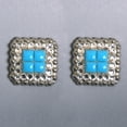 thumbnail image 2 of 2 Pcs Hilason Turquoise Stone Clear Crystal Square Nickle Concho Saddle, 2 of 3
