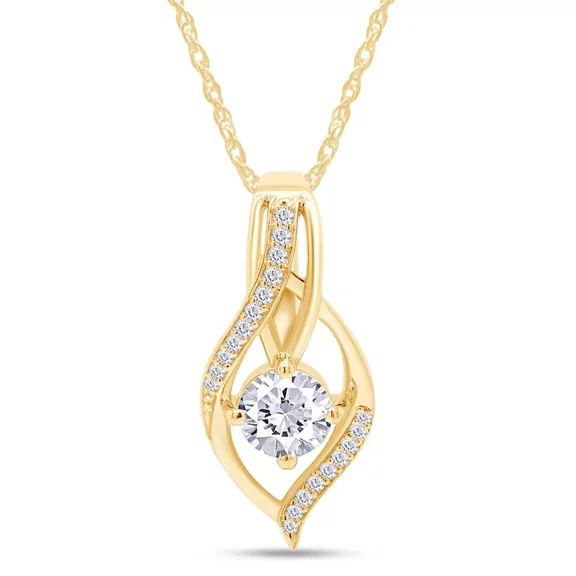 2ct Round Cut Natural Moissanite Infinity Pendant Necklace with 18" Chain in 925 Sterling Silver, 14k Yellow Gold Plated – Perfect Gift for Her