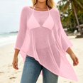 thumbnail image 2 of Women Asymmetrical Off Shoulder Beach Cover Up Wrap Sun Shawl,Pink,One Size, 2 of 5